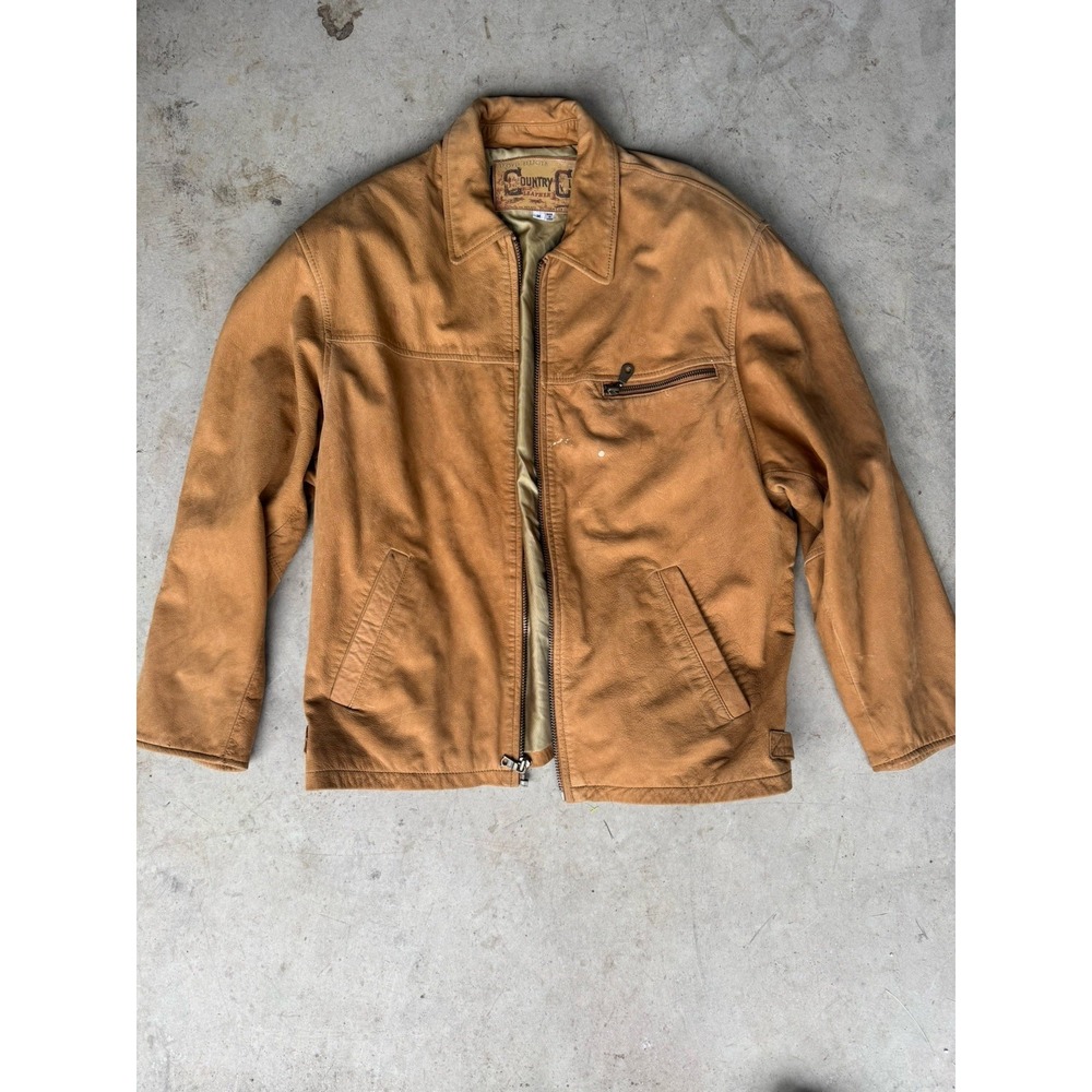 Avanti Country Club Leather Jacket Medium Camel Brown Workwear Distressed Moto